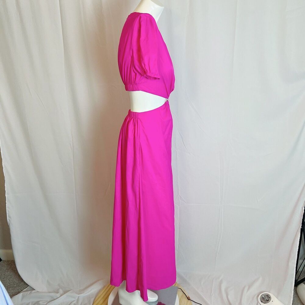 Staud Calypso Cutout Maxi Dress O Ring Neon Pink Summer Dress Size S - Picture 4 of 8